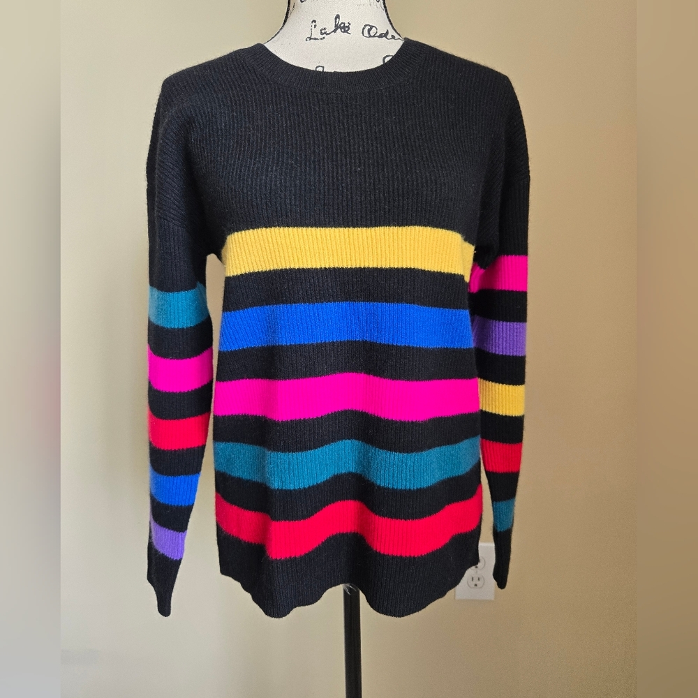 In Cashmere Cashmere Sweater Womens M Colorful Striped Pullover